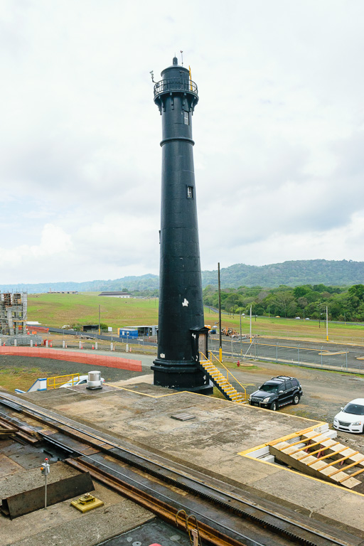 Light house on center of locks. (1/800 sec at f / 10,  ISO 400,  21 mm, 18.0-55.0 mm f/3.5-5.6 ) May 01, 2023