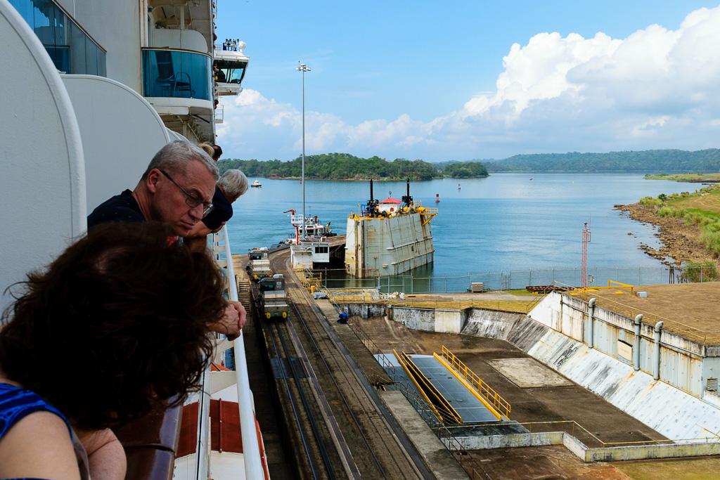 Exiting the third lock, entering Lake Gatun. (1/1000 sec at f / 10,  ISO 400,  24 mm, 18.0-55.0 mm f/3.5-5.6 ) May 01, 2023