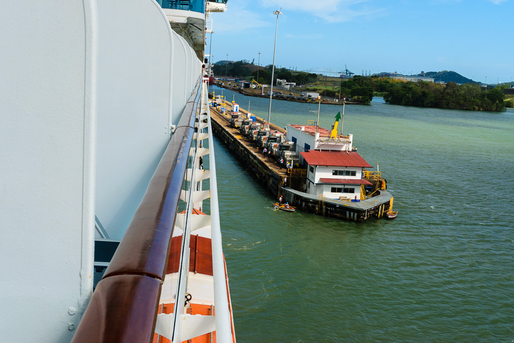 Entering left hand lock at Miraflores locks. (1/640 sec at f / 11,  ISO 400,  29 mm, 18.0-55.0 mm f/3.5-5.6 ) May 01, 2023